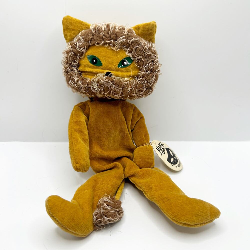 Vintage Calvert Original Lion Mask Doll with Removable Hood Cat Plush Toy Japan